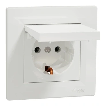 Priză cu capac Schneider-Electric Asfora 16 A 250 V Alb 2P+E