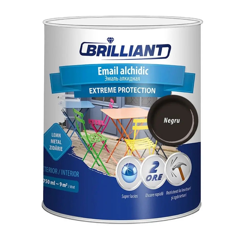 Email alchidic Brilliant Extreme negru 0.75L