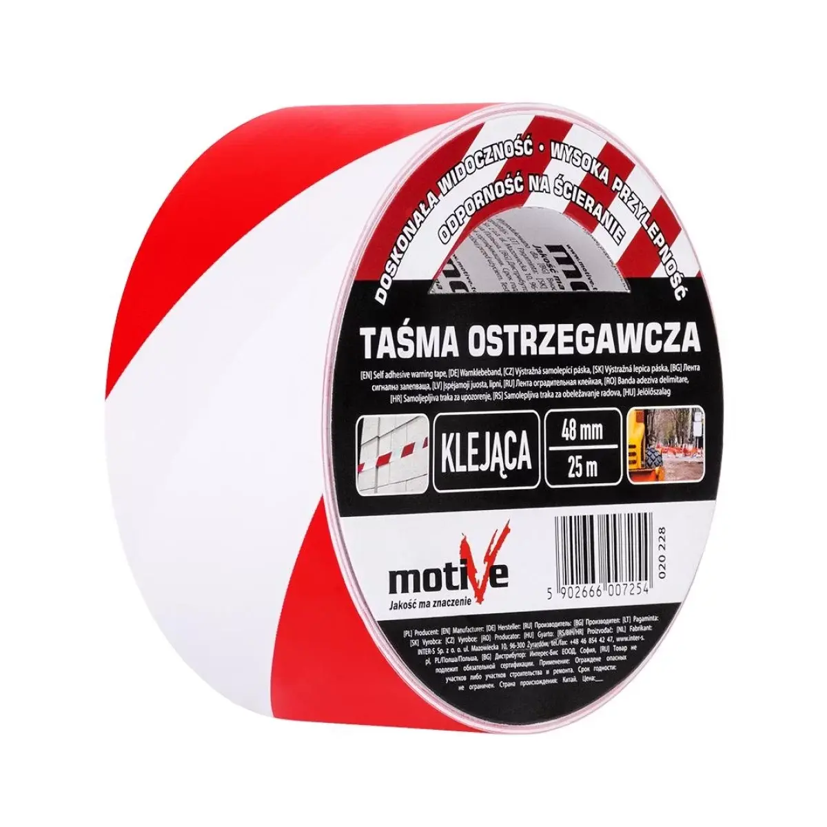 Banda adeziva delimitare rosu-alb 48mmx25m MOTIVE