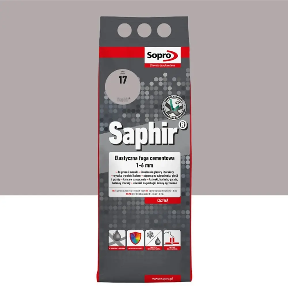 Chit de rosturi gresie si faianta SOPRO Saphir Alubag 9502  gri argint  17, 2kg