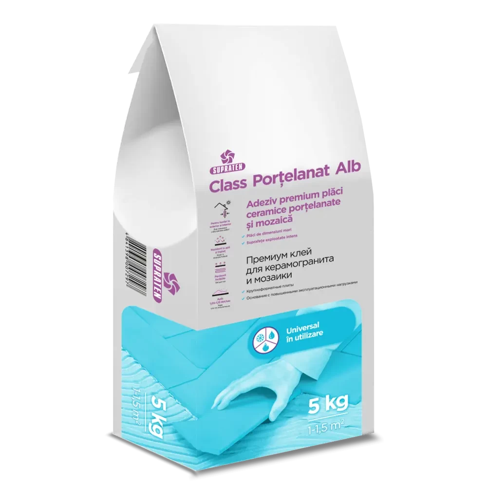 Adeziv pentru gresie/faianta CLASS PORTELANAT alb  5kg