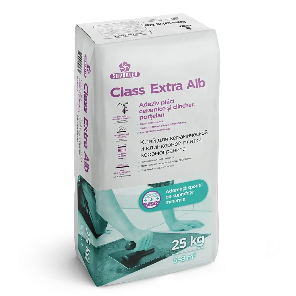 Adeziv pentru gresie/faianta CLASS EXTRA alb 25kg