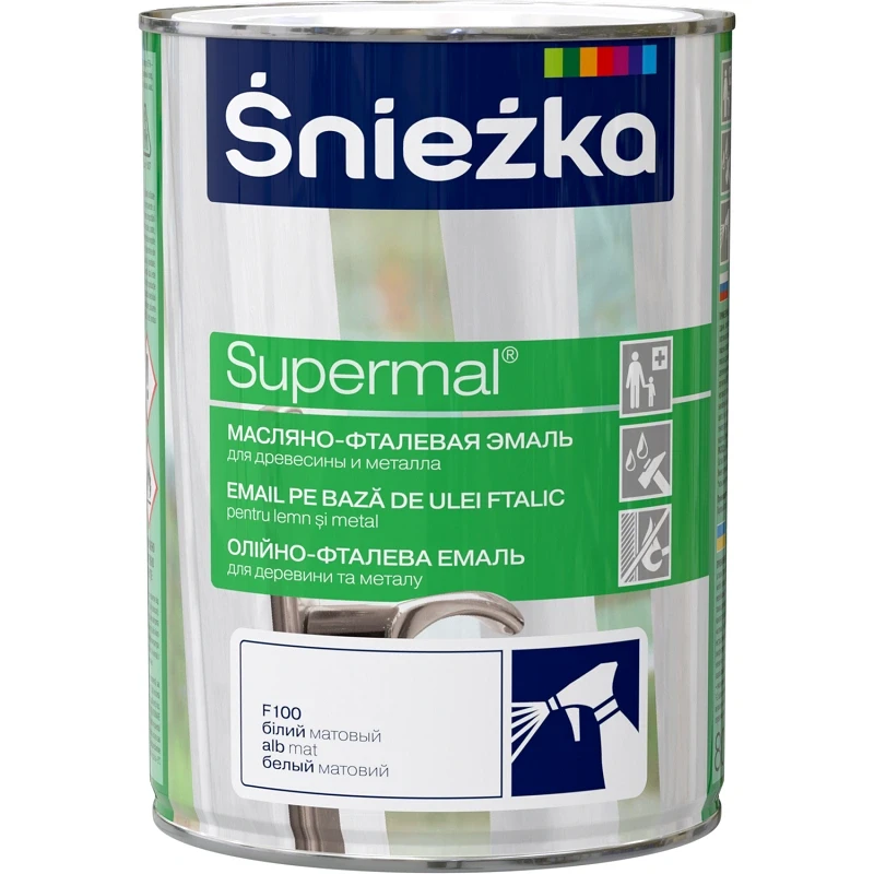 Supermal, 0,8 L, alb lucios, vopsea email RAL 9003, (672)