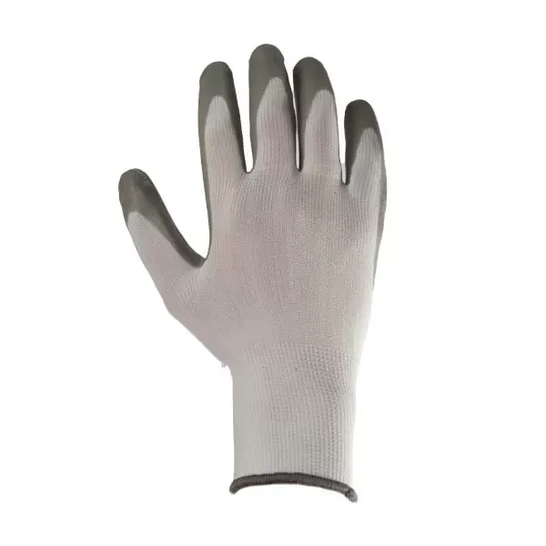 Manusi din poliester albe, acoperire nitril gri turnare incompleta, manseta tricotata 10 "(L) Profmet