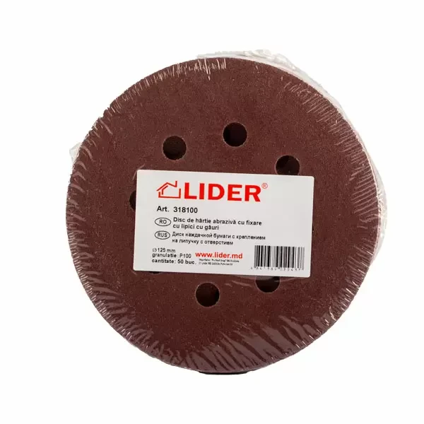 Disc hartie abraziva 125mm P36 cu fixare cu gauri, maro