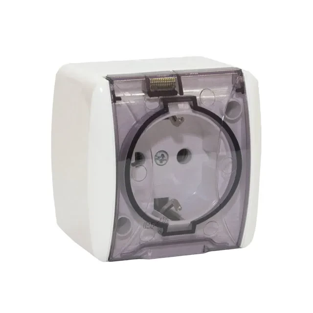 Priză cu capac Elmos 16 A 230 V Alb