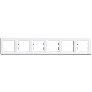 Ramă cu 6 locuri Schneider-Electric EPH5800621 asfora alb orizontală