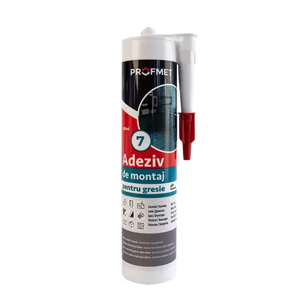 Adeziv de montaj pentru gresiel_280ml, alb Profmet