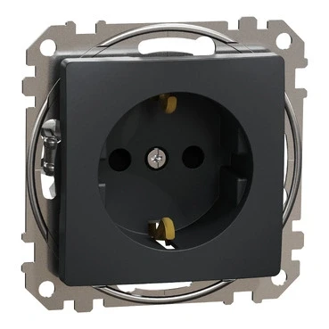 Priza ordinara 2P+E cu obt,antracit SDD114021 Sedna Noua
