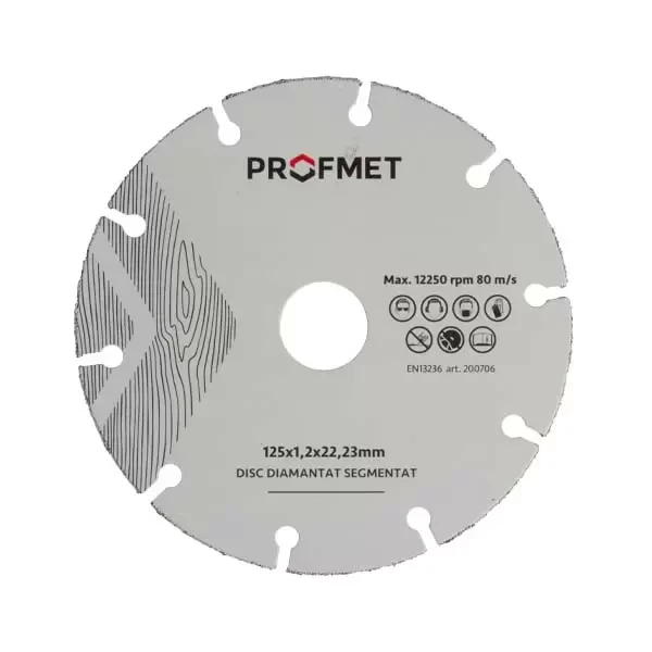 Disc diamantat_segmentat_125x1,2x22,23mm pentru lemn Profmet