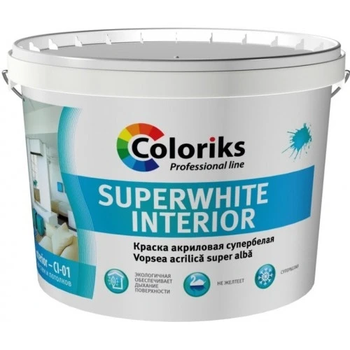 Vopsea acrilica super alba "Coloriks" 1.4 kg