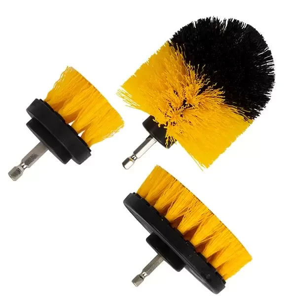 Set de perii 2"/ 3,5"/ 4" pentru masina de gaurit coada hexagonala pentru curatare_tip mediu_3buc, galbene Profmet