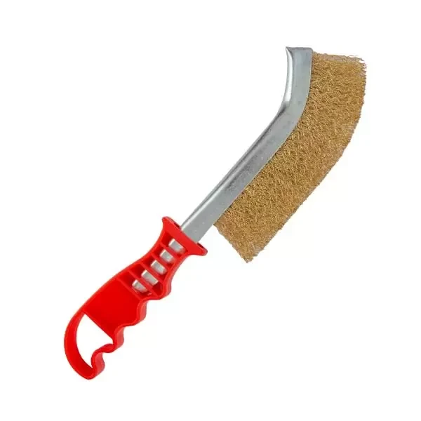 Perie de sarma ondulata placata cu alama p/u metal cu maner din plastic Profmet