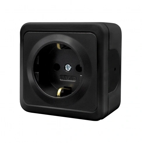 Priza aplicata cu imp. IP22 negru NE-AD