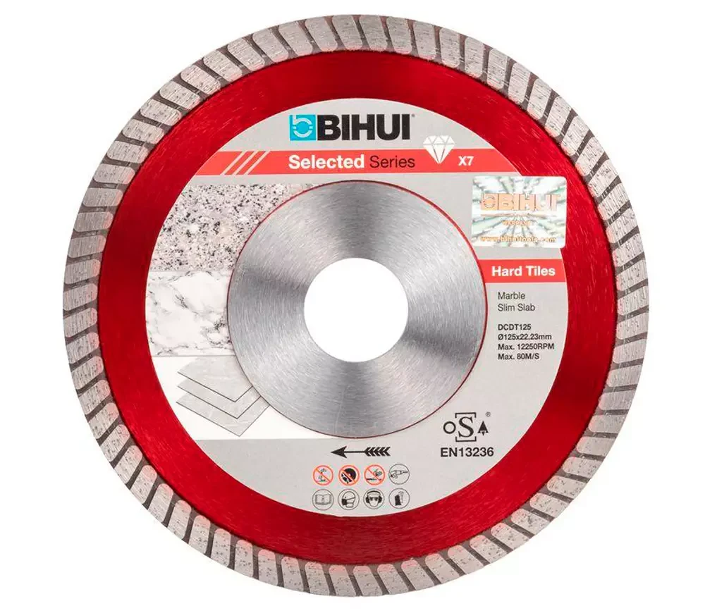 Disc de tăiat cu diamant BIHUI DCDT125 125mm Turbo Ceramică/Porțelan/Marmură