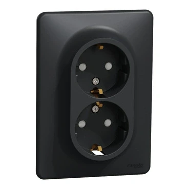 Priza dubla 2P+E+obtur antracit SDD314221 Sedna Noua