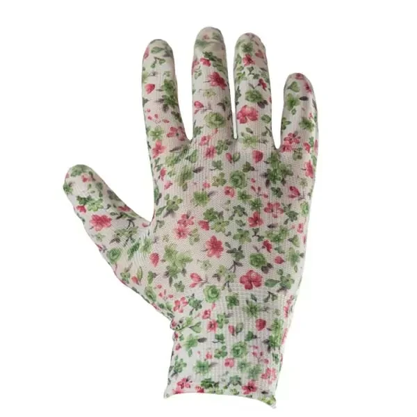 Manusi pentru gradinarit din poliester cu flori, acoperire nitril turnare incompleta 8 "(M) Profmet