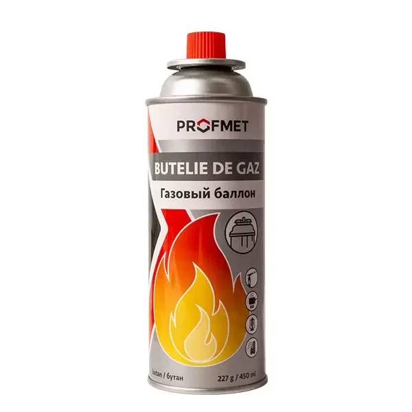 Butelie de gaz, butan 450ml, tip colier Profmet