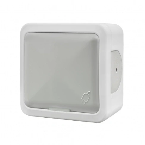 Priza aplicata cu imp. cu capac IP44 sur/alb NE-AD