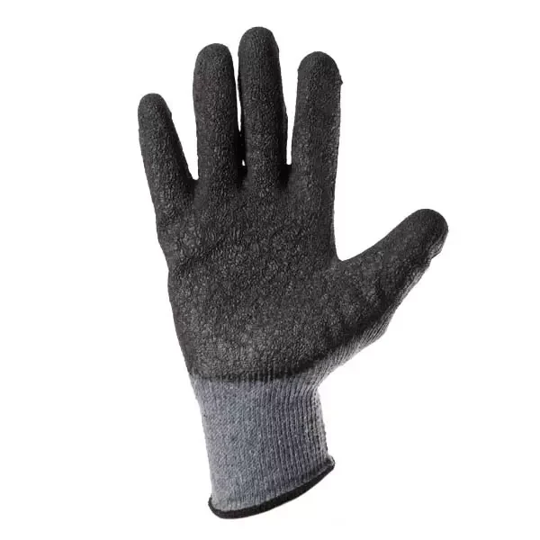Manusi din poliester grie, acoperire spuma neagra de latex turnare incompleta, manseta tricotata 10 "(L) Profmet