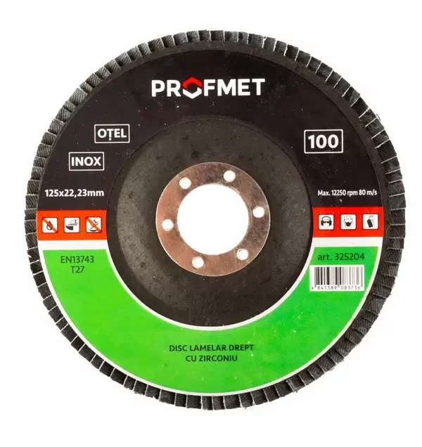 Disc p/u slefuit lamelar_125x22,23mm_P120 drept cu zirconiu T27 Profmet