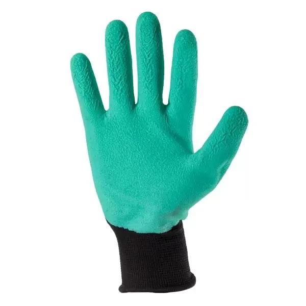 Manusi din poliester negru, acoperire spuma verde de latex turnare incompleta, manseta tricotata 10 (L) Profmet