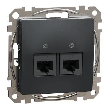 Priza dubla RJ45 antracit Cat5E SDD114452 Sedna Noua