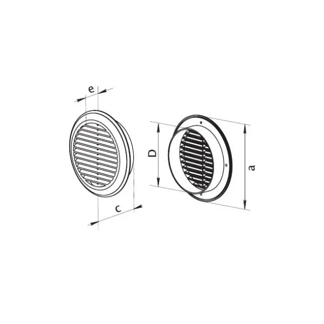 Grilaj de ventilare cu sită Ventika EL125 125 mm plastic alb