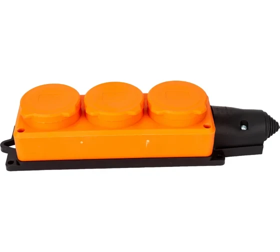 Prelungitor 3 prize cauciuc cu impamintare orange 16A 220V IP44