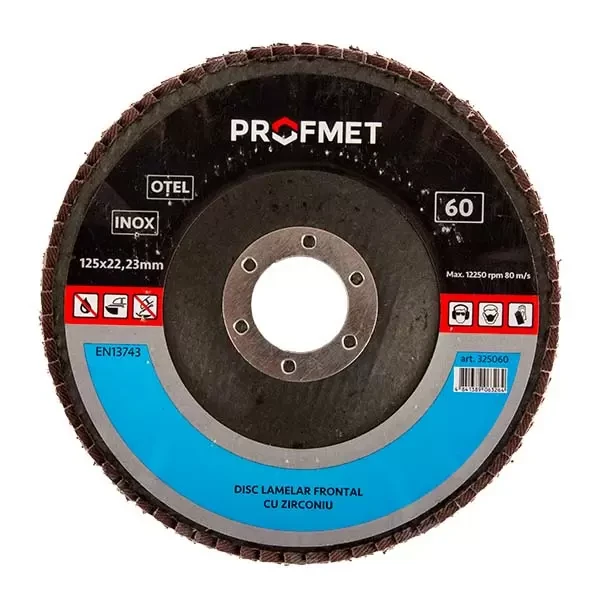 Disc p/u slefuit lamelar_125x22,23mm_P120 frontal cu zirconiu T29 Profmet