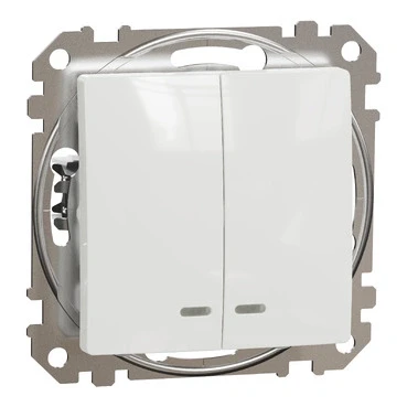 Intrerupator dublu 10AX cu indic LED, alb SDD111105L SEDNA NOUA